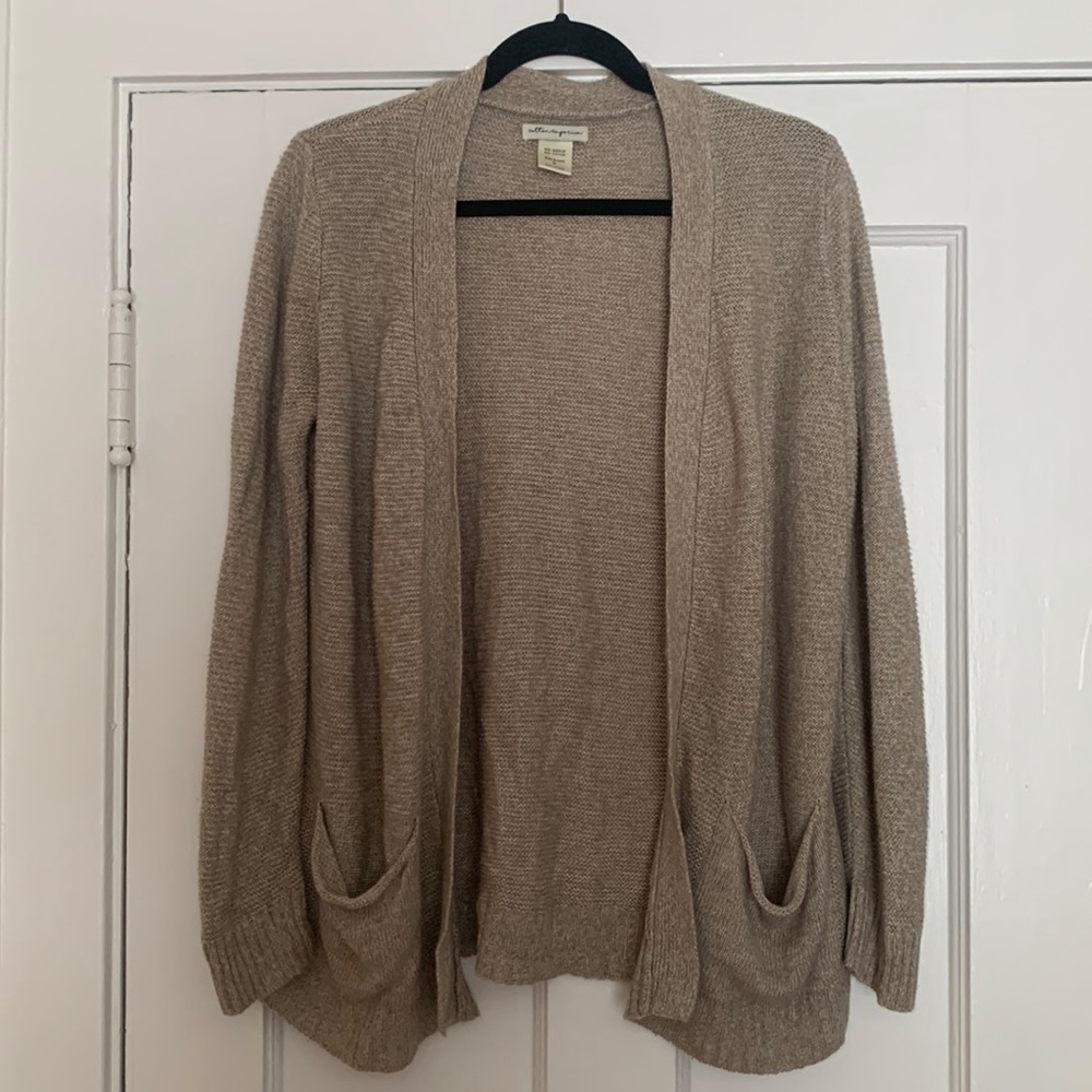 Long Tan Cardigan With Pockets